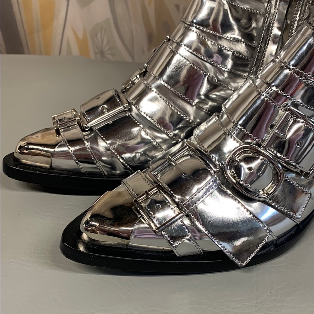ALEXANDER MCQUEEN Punk Silver Buckle Strap Ankle Boots SO COOL!!! - Picture 8 of 10